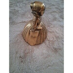 Antique Solid Brass Table Bell Lady In Dress 3 ” made in England